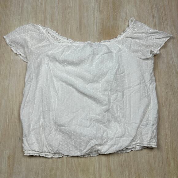 Lane Bryant White Short Sleeve Casual Textured Off Shoulder Summer Top 22/24 - Picture 1 of 14